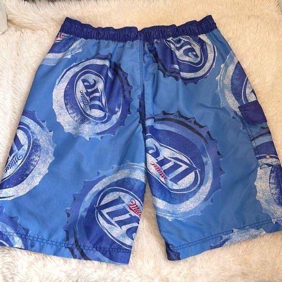 Miller Light Swim Trunks XXLarge 38 Board Shorts Summer Beach Blue Spring Break - Picture 3 of 10